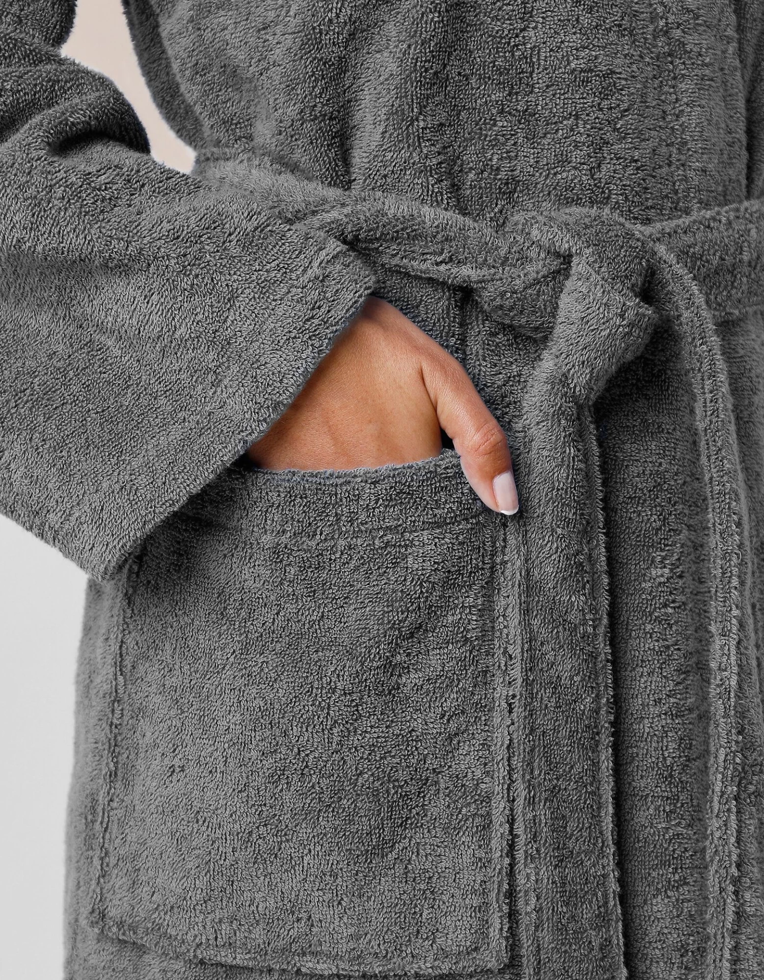 Peignoir Mixte Adulte Uni Coton éponge Bouclette Col Kimono Personnalisé – Image 8