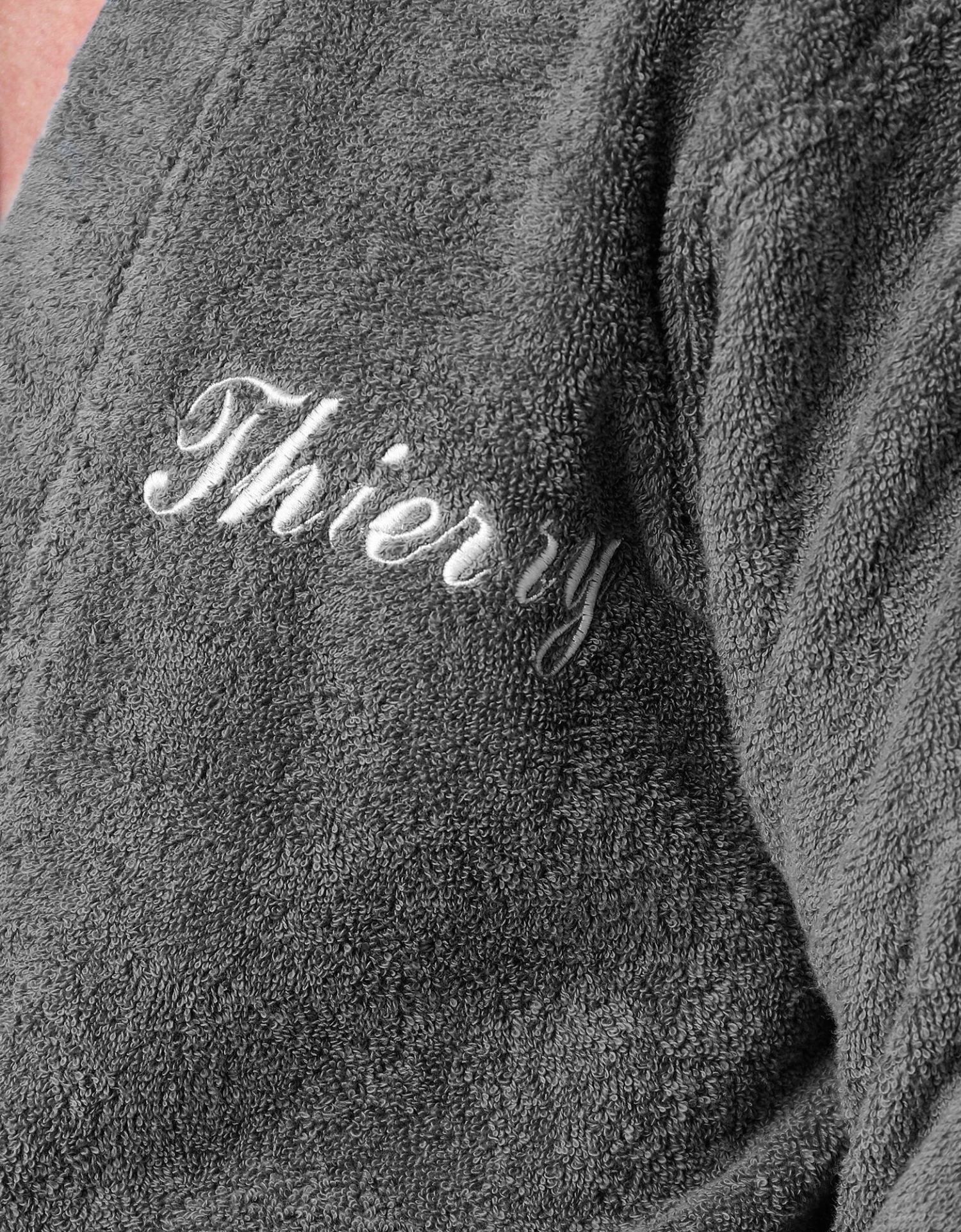 Peignoir Mixte Adulte Uni Coton éponge Bouclette Col Kimono Personnalisé – Image 5