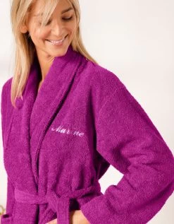 Peignoir Mixte Adulte éponge Bouclette Col Châle Personnalisable