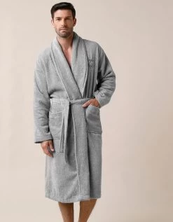 Peignoir Mixte Adulte éponge Bouclette Col Châle Personnalisable