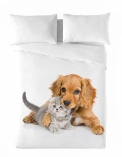 Couette Microfibre Imprimée Chat Et Chien 200 G/m²