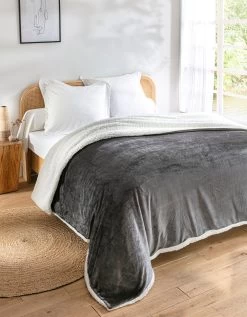 Couverture Chaude Polaire Sherpa Bicolore