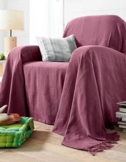 Plaid Ou Jeté Uni Coton Tissage Artisanal