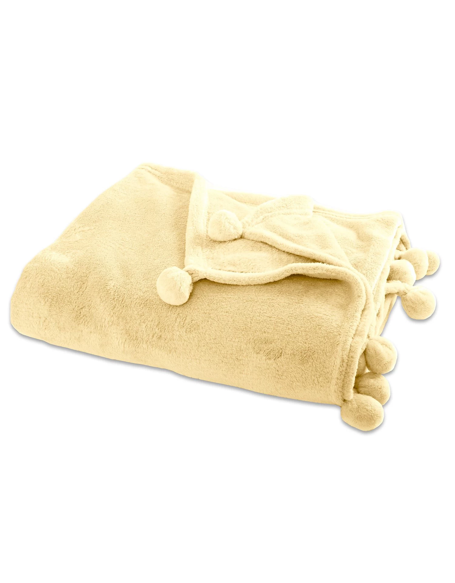 Plaid Uni à Pompons