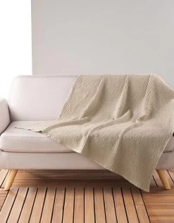 Plaid Ou Jeté De Canapé Nid D'abeille Coton Uni