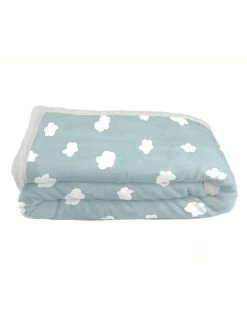 Plaid Polaire Imprimé Nuages Et Sherpa