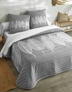 Couvre-lit Matelassé Microfibre Imprimé Feuilles