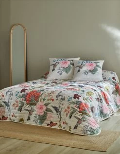 Couvre-lit Matelassé Imprimé Fleuri