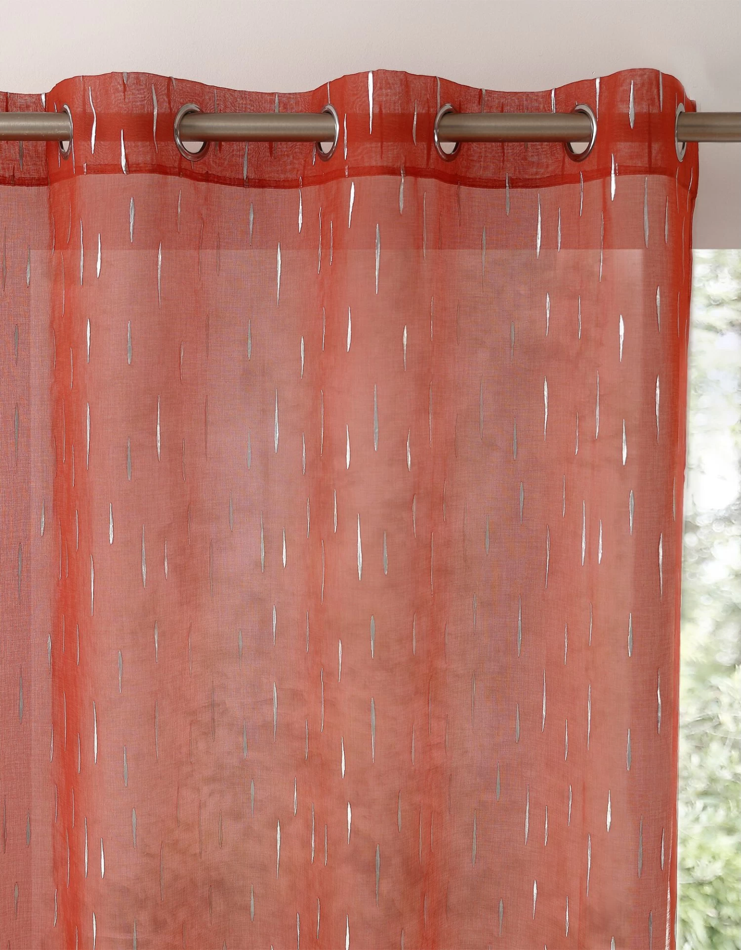 Panneau Voile Motif Gouttelettes Argentées Finition Oeillets – Image 4