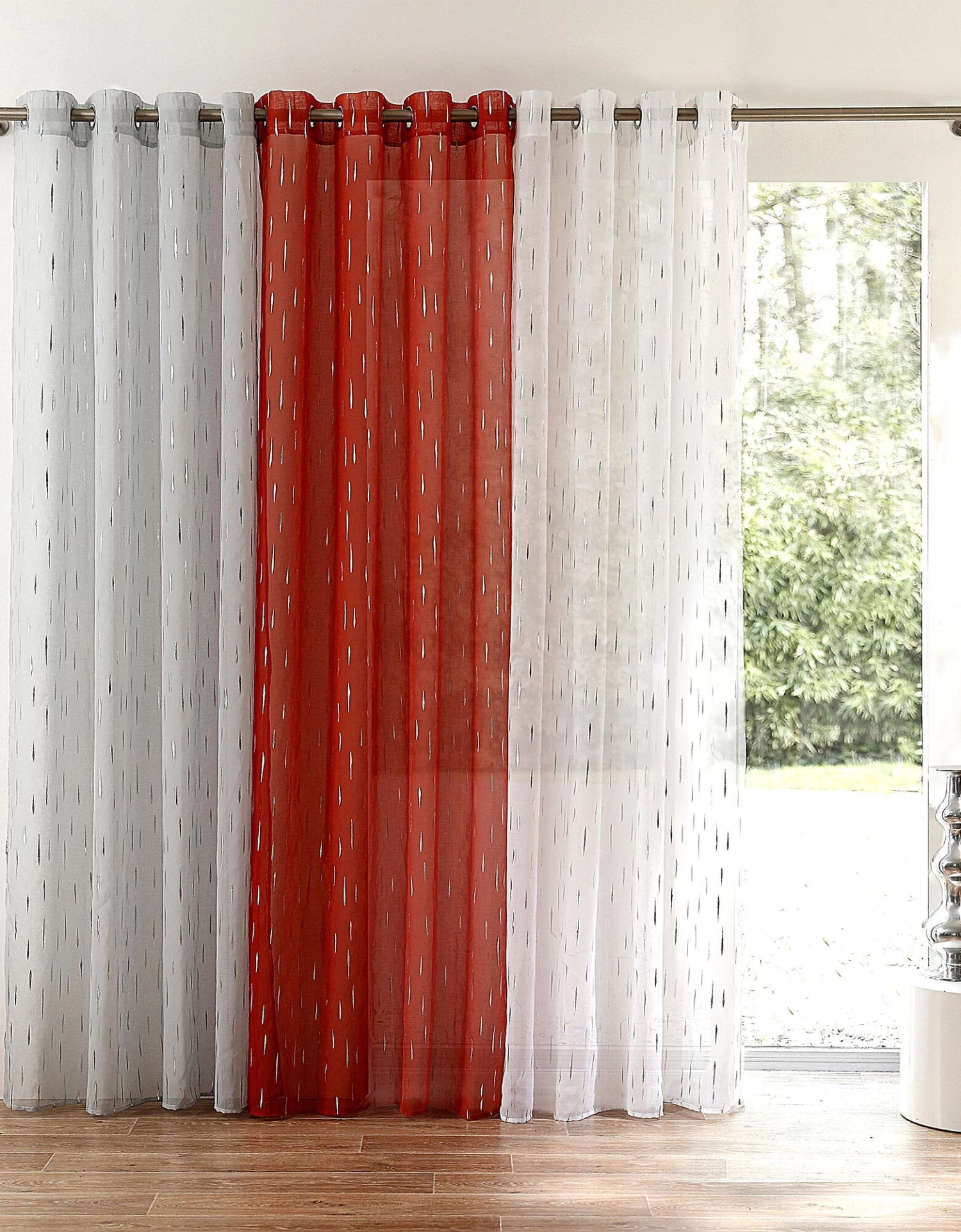 Panneau Voile Motif Gouttelettes Argentées Finition Oeillets – Image 5