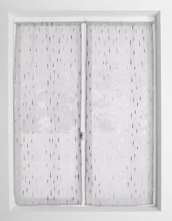 Vitrage Voile Motif Gouttelettes Argentées Finition Passe-tringle