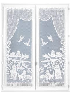 Vitrage Droit Chats - Paire