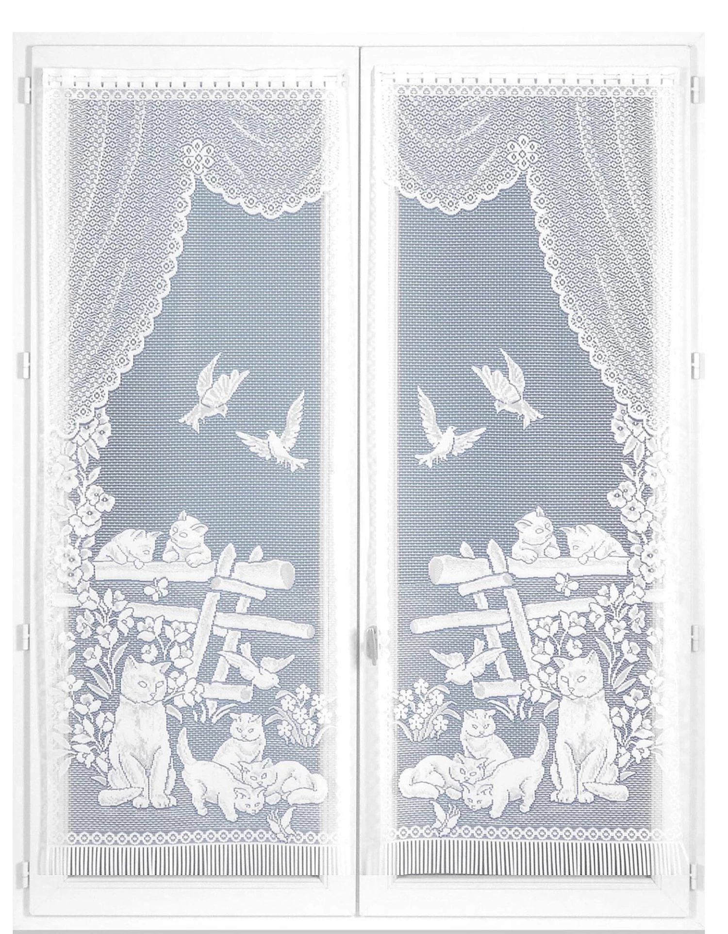 Vitrage Droit Chats - Paire