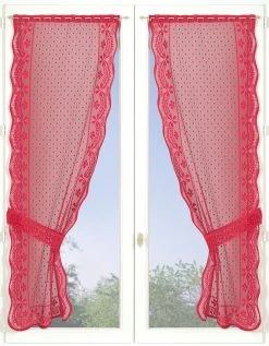 Rideau Uni Dentelle Polyester Finition écailles - La Paire