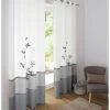 Rideau Panneau Voile Motif Orchidée Finition Oeillets