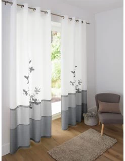 Rideau Panneau Voile Motif Orchidée Finition Oeillets