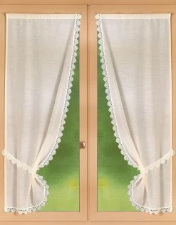 Rideau Macramé Finition Passe-tringle Embrasse Assortie - La Paire