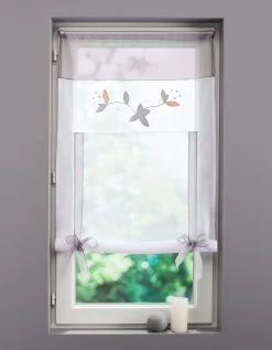 Store Remontable Voile Motif Orchidée Finition Passe-tringle