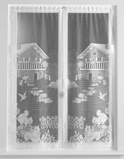 Vitrage Droit Motif écureuils - Paire