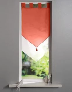 Vitrage Voile Double Uni Forme Pointe Finition Pattes