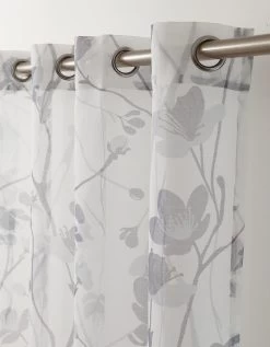 Rideau Panneau Voile Imprimé Fleurs Finition Oeillets