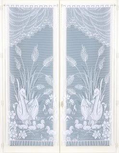 Vitrage Droit Motif Cygnes - Paire