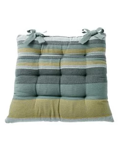 Galette De Chaise Carrée Rayée - Lot De 2