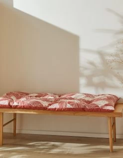 Long Coussin Déco Coton Imprimé Feuillage