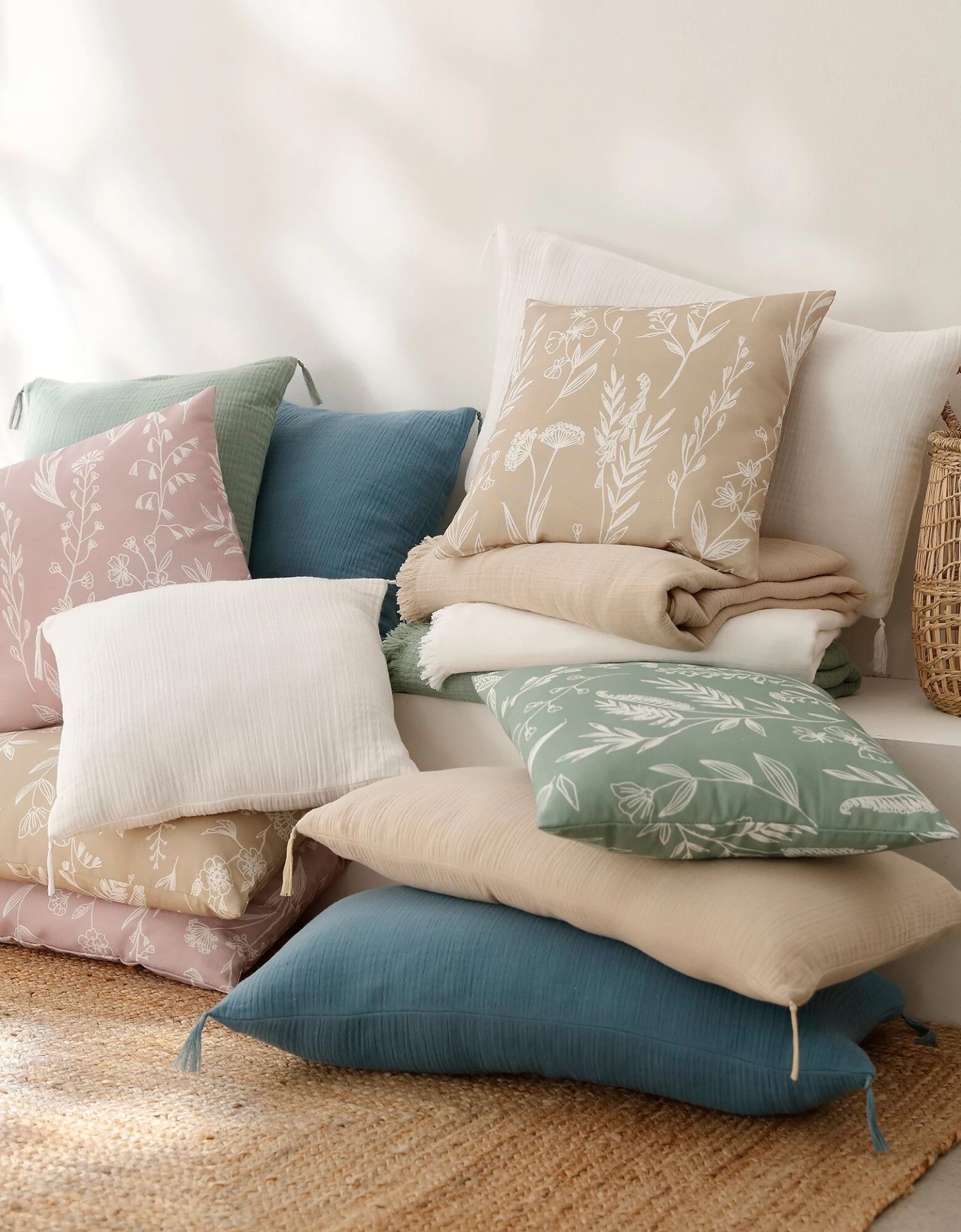 Housse De Coussin Double Gaze De Coton - Lot De 2 – Image 3