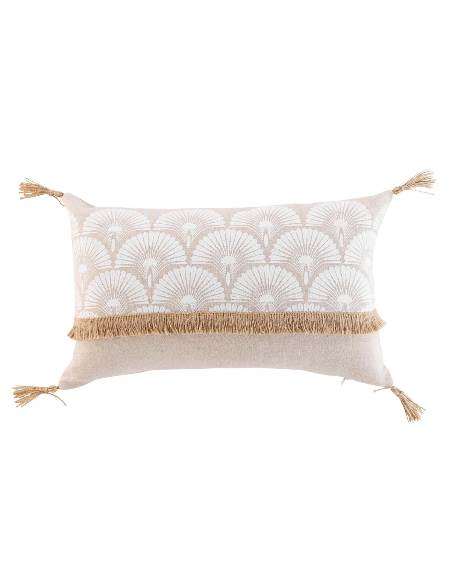 Coussin Imprimé Frange Et Pompons En Jute – Image 2