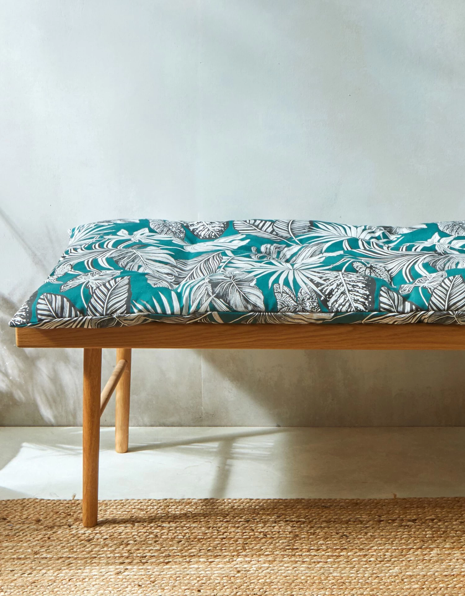 Long Coussin Déco Coton Imprimé Tropical