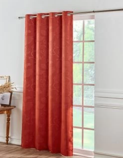 Rideau Occultant Damassé Dessin Floral Finition Oeillets