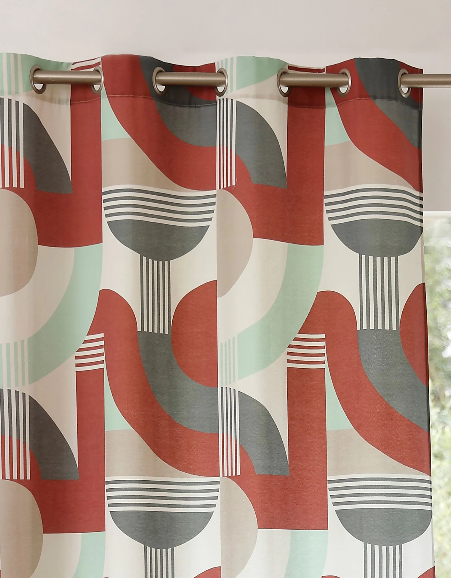 Rideau Oeillets Imprimé Géométrique Art Déco – Image 3