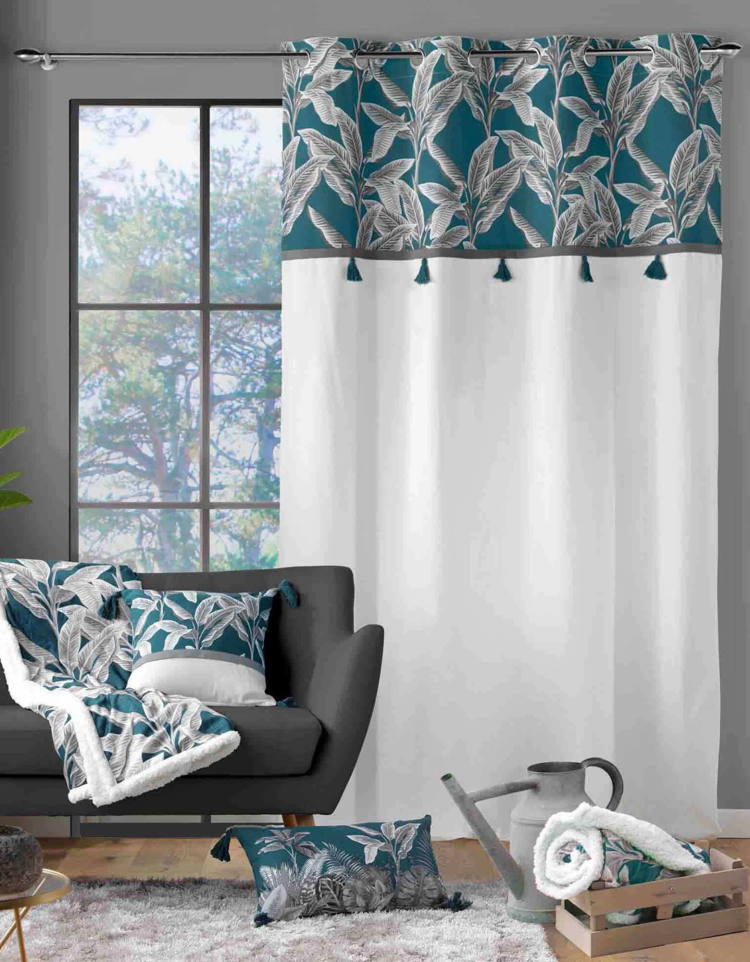 Rideau Tamisant Haut Imprimé Tropical – Image 2