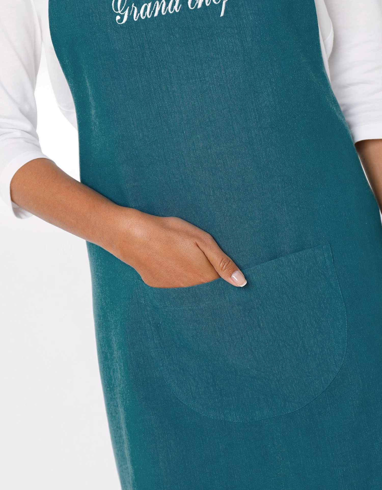 Tablier Bavette Coton Et Lin Uni Personnalisable – Image 5