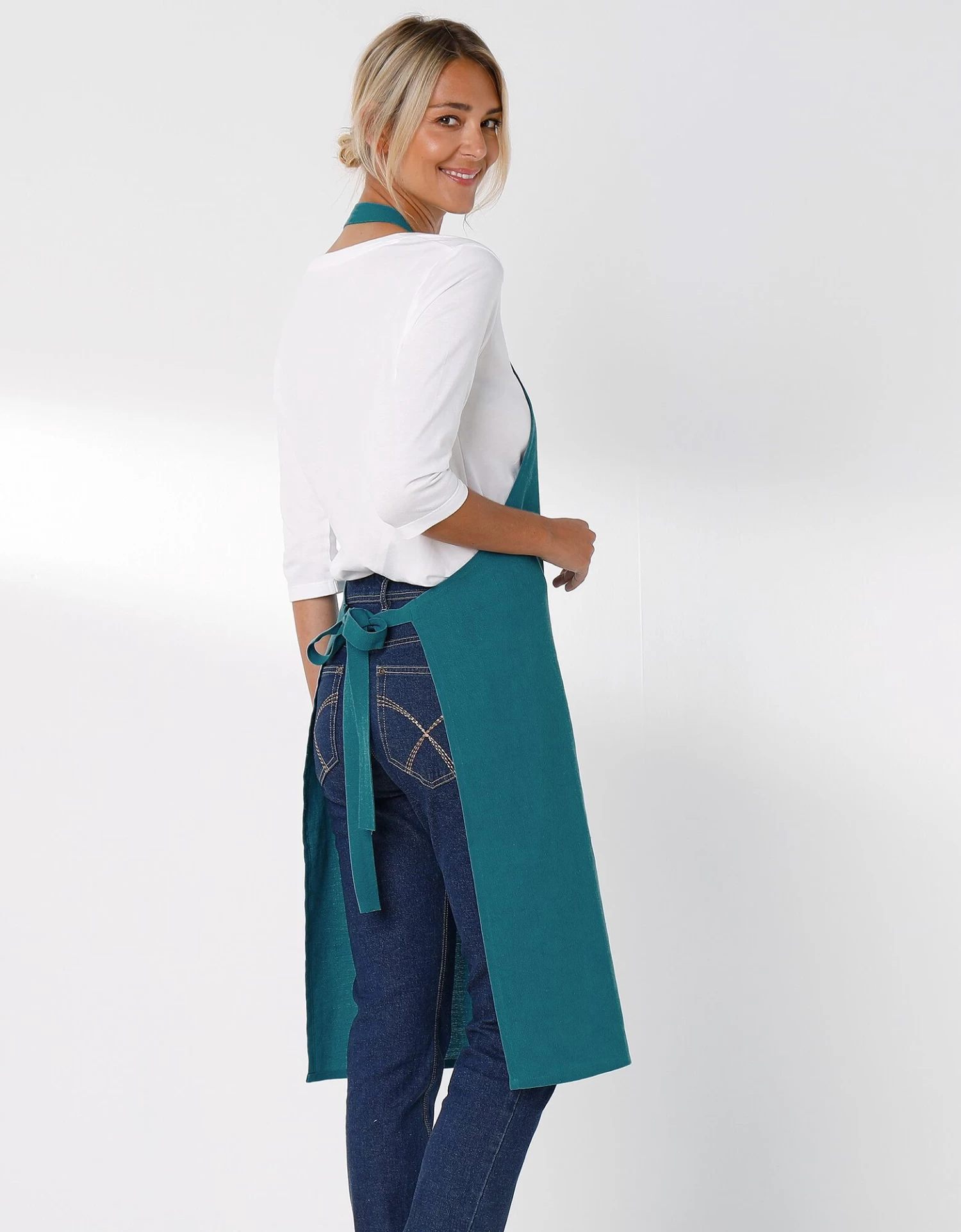 Tablier Bavette Coton Et Lin Uni Personnalisable – Image 6