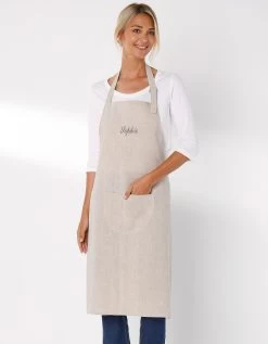 Tablier Bavette Coton Et Lin Uni Personnalisable