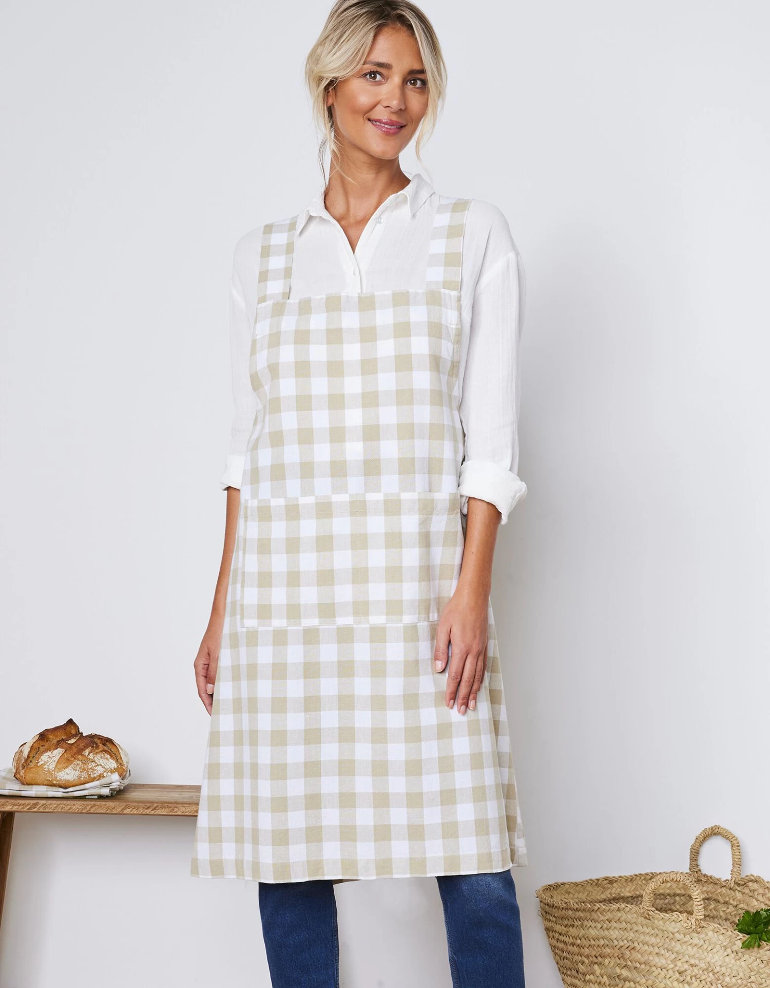 Tablier De Cuisine Carreaux Vichy, Forme Japonaise – Image 2