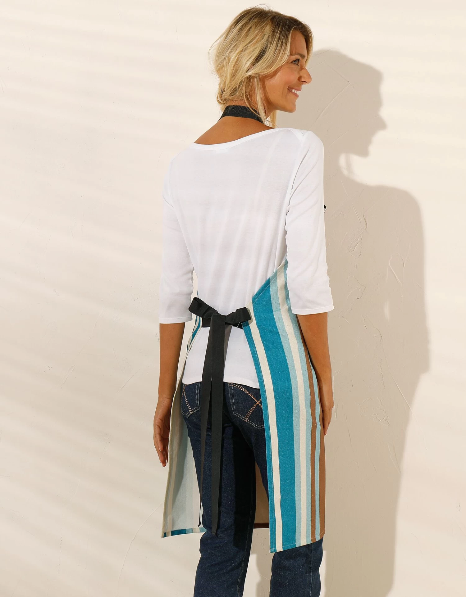 Tablier Fabriqué En France, Motif Rayé Havane - Coton Biologique(1) – Image 2