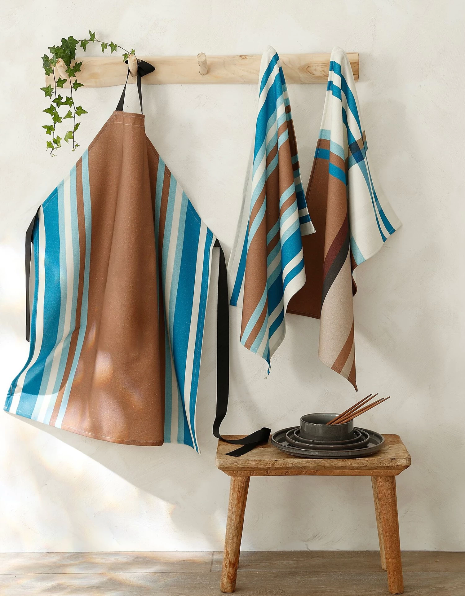 Tablier Fabriqué En France, Motif Rayé Havane - Coton Biologique(1) – Image 4